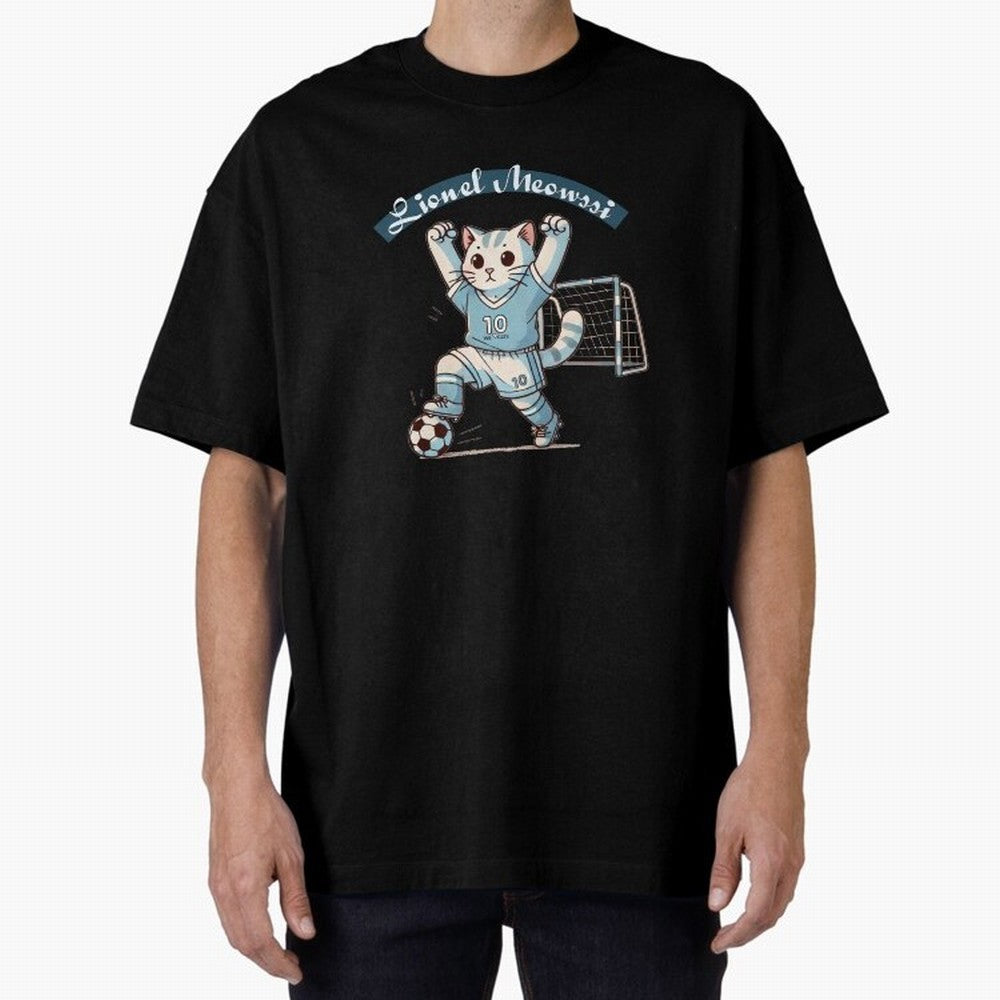 Lionel Meowssi Oversized T-Shirt Upgrade Match Day Hype around FIFA World Cup 2026 Group Stage, Haaland, Argentina and Brazil, Game Day Rituals, Football Legends, Country Pride and the Road to the Final; Made for Collectors Who Enjoy Iconic