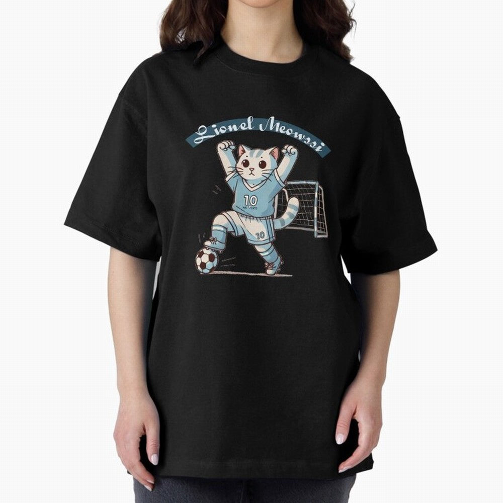 Lionel Meowssi Oversized T-Shirt Upgrade Match Day Hype around FIFA World Cup 2026 Group Stage, Haaland, Argentina and Brazil, Game Day Rituals, Football Legends, Country Pride and the Road to the Final; Made for Collectors Who Enjoy Iconic