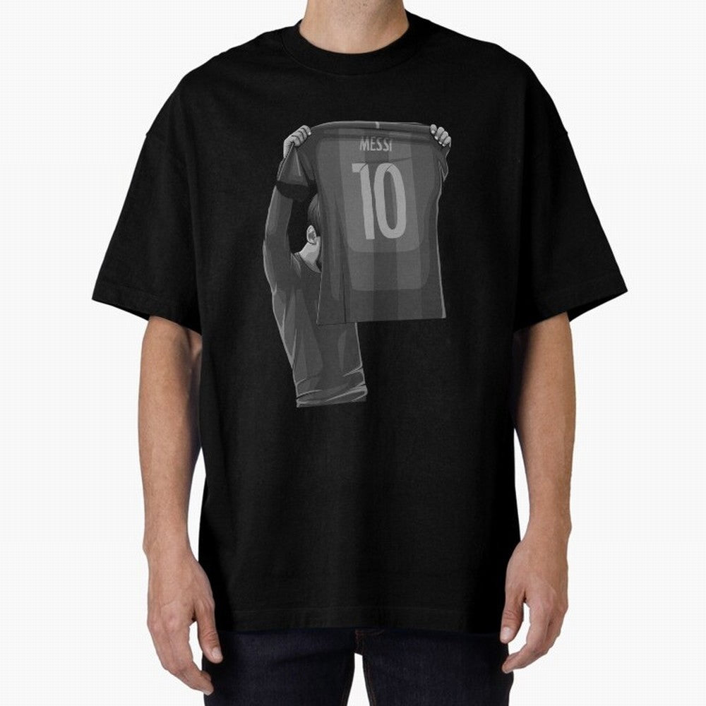 Lionel Messi Black and White Version Oversized T-Shirt Bring Home FIFA World Cup 2026 Group Stage Spirit, with Portugal, Spain and Germany, Messi and Cristiano Ronaldo, Soccer Culture, Superstar Moments, National Team Dreams and Competitive Fire;