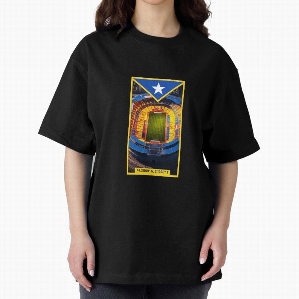 Barcelona Stadium Coordinates Graphic Essential T-Shirt Show Up for the Glory of FIFA World Cup 2026 Group Stage for Fans of Mbappe and Netherlands, Bringing Football History, Final Match Energy, Crowd Noise and Once in a Lifetime Moments; Perfect