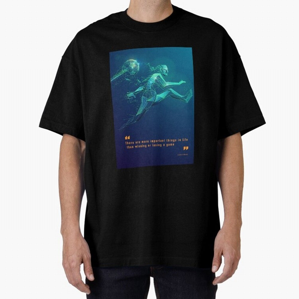 soccer football graphic Lionel Messi quotes Oversized T-Shirt Carry the Colors and Pride of the FIFA World Cup 2026 Journey through Cristiano Ronaldo, Haaland and CR7 Highlights, France and Portugal Pride, Vintage Soccer Flavor, Modern Football