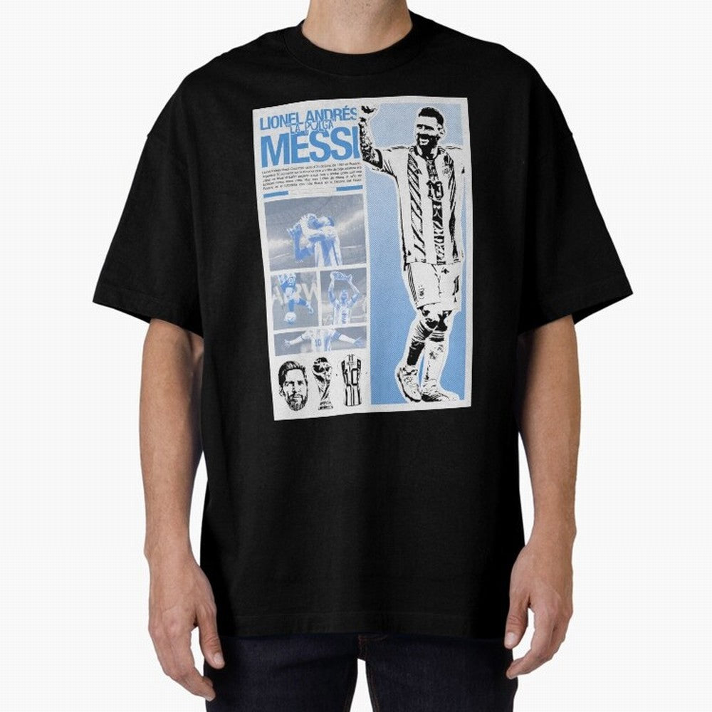 The Flea Lionel Messi Oversized T-Shirt Back the Journey through FIFA World Cup 2026 Group Stage Spirit, Capturing France and Portugal, Messi and Cristiano Ronaldo, Worldwide Fan Energy, Dramatic Goals, Stadium Lights and Championship Celebrations;