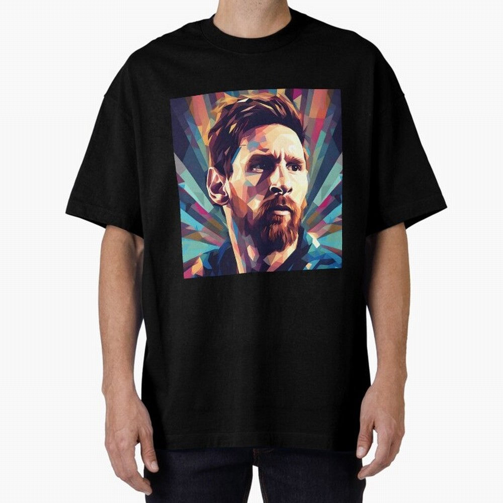 Lionel Messi Portrait Abstract Digital Art, Football Player Classic T-Shirt Celebrate Soccer Greatness during Match Day Hype around FIFA World Cup 2026, Messi, Brazil, Vintage Soccer Flavor, Modern Football Stars, National Flags and Final Night