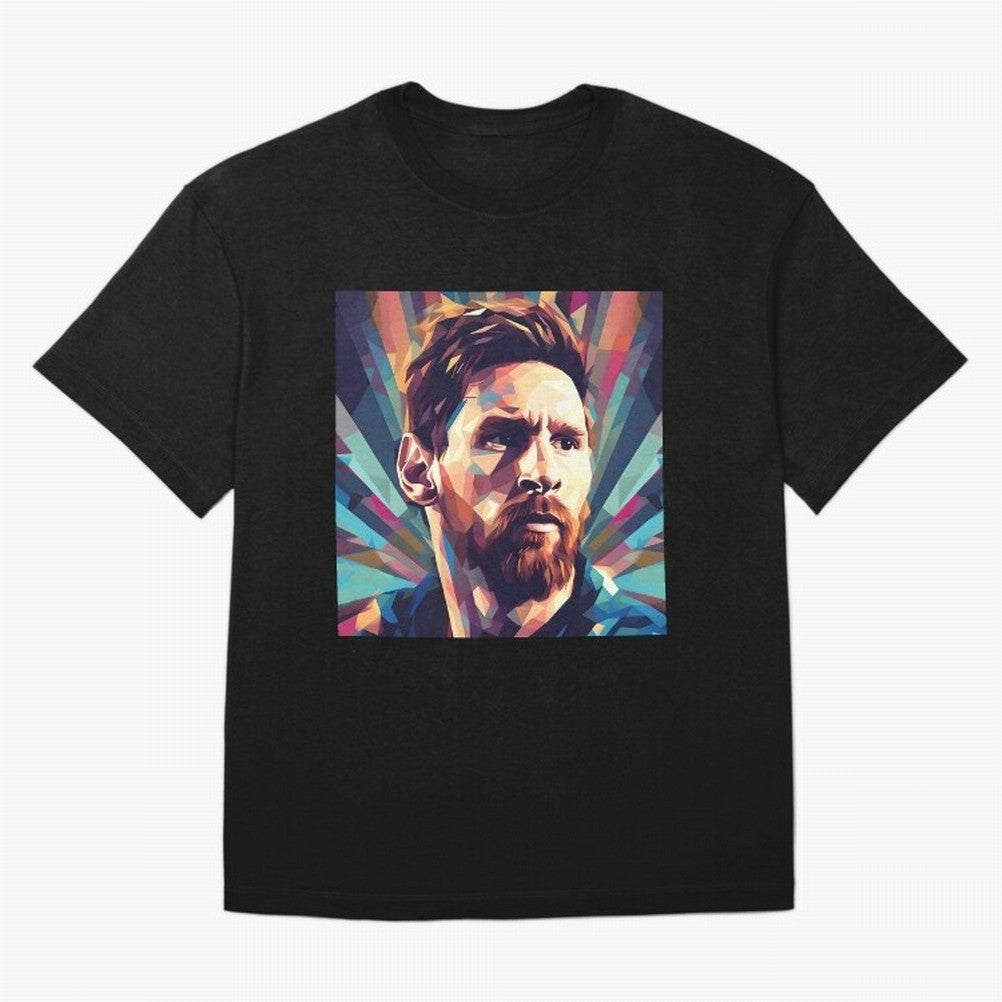 Lionel Messi Portrait Abstract Digital Art, Football Player Classic T-Shirt Celebrate Soccer Greatness during Match Day Hype around FIFA World Cup 2026, Messi, Brazil, Vintage Soccer Flavor, Modern Football Stars, National Flags and Final Night
