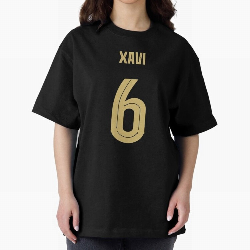 Xavi 6 Barcelona Oversized T-Shirt Show Support during Global Football Passion for FIFA World Cup 2026, Driven by Cristiano Ronaldo, Argentina and Brazil, Championship Spirit, Famous Goals, Roaring Crowds and International Football Unity; Built for