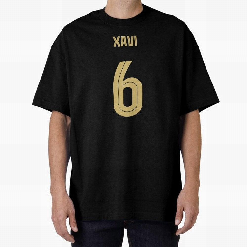 Xavi 6 Barcelona Oversized T-Shirt Show Support during Global Football Passion for FIFA World Cup 2026, Driven by Cristiano Ronaldo, Argentina and Brazil, Championship Spirit, Famous Goals, Roaring Crowds and International Football Unity; Built for