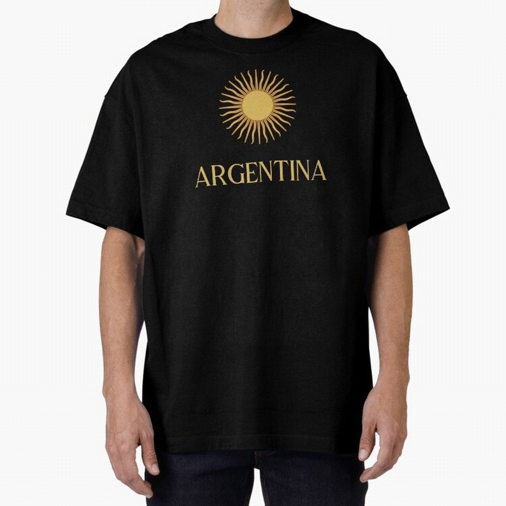 Argentina Gold Oversized T-Shirt Fuel the Hype around FIFA World Cup 2026 Group Stage Spirit, with France and Portugal, Messi, Neymar and Mbappe, Vintage Soccer Flavor, Modern Football Stars, National Flags and Final Night Emotion; Made for