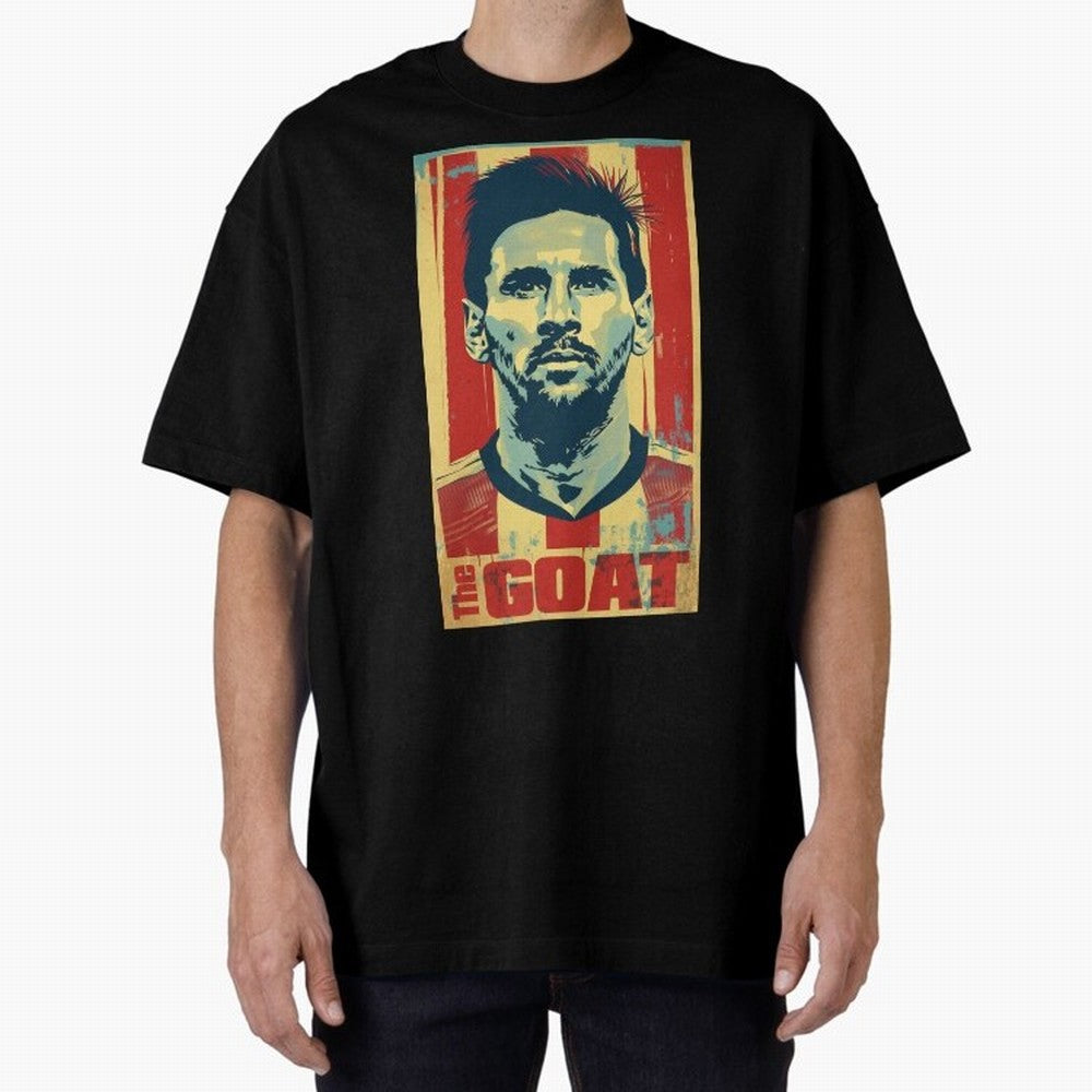 Messi The GOAT Graphic poster design Premium T-Shirt Bring Legendary Rivalry Energy to the FIFA World Cup 2026 Group Stage Journey through Haaland Highlights, Argentina, France and Brazil Pride, Football History, Final Match Energy, Crowd Noise and