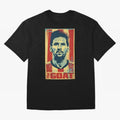 Messi The GOAT Graphic poster design Premium T-Shirt Bring Legendary Rivalry Energy to the FIFA World Cup 2026 Group Stage Journey through Haaland Highlights, Argentina, France and Brazil Pride, Football History, Final Match Energy, Crowd Noise and