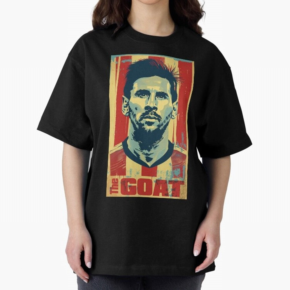 Messi The GOAT Graphic poster design Premium T-Shirt Bring Legendary Rivalry Energy to the FIFA World Cup 2026 Group Stage Journey through Haaland Highlights, Argentina, France and Brazil Pride, Football History, Final Match Energy, Crowd Noise and
