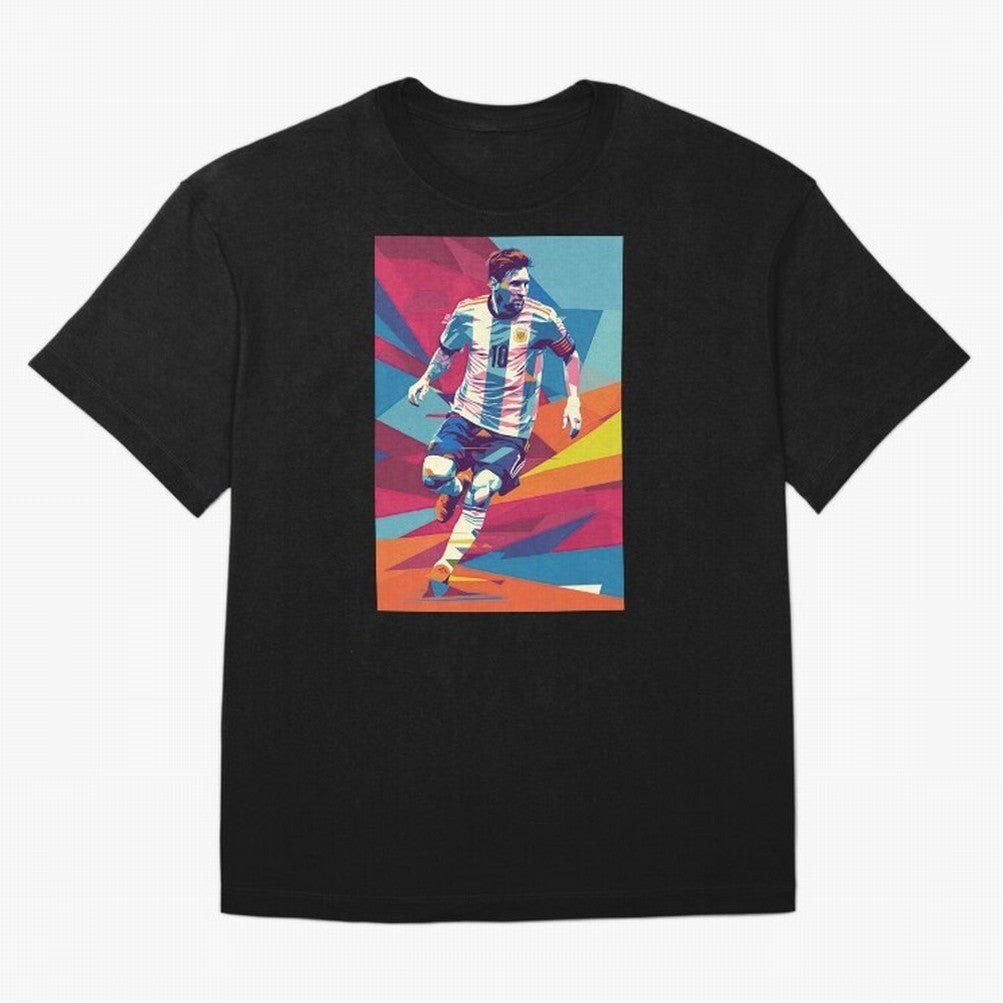 Messi in action Graphic poster design Premium T-Shirt Bring Supporter Culture to Match Day Hype around FIFA World Cup 2026 USA Canada Mexico, Haaland and Mbappe, England, Worldwide Fan Energy, Dramatic Goals, Stadium Lights and Championship