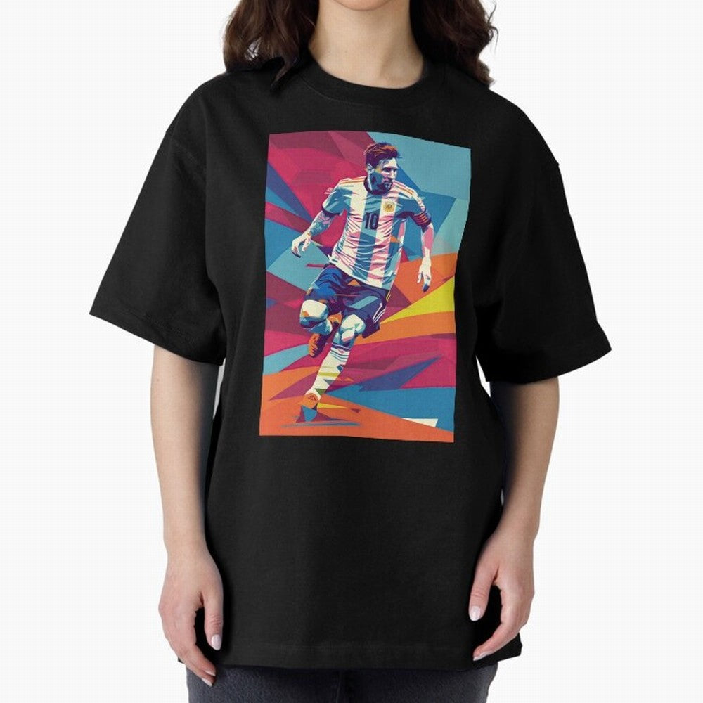 Messi in action Graphic poster design Premium T-Shirt Bring Supporter Culture to Match Day Hype around FIFA World Cup 2026 USA Canada Mexico, Haaland and Mbappe, England, Worldwide Fan Energy, Dramatic Goals, Stadium Lights and Championship