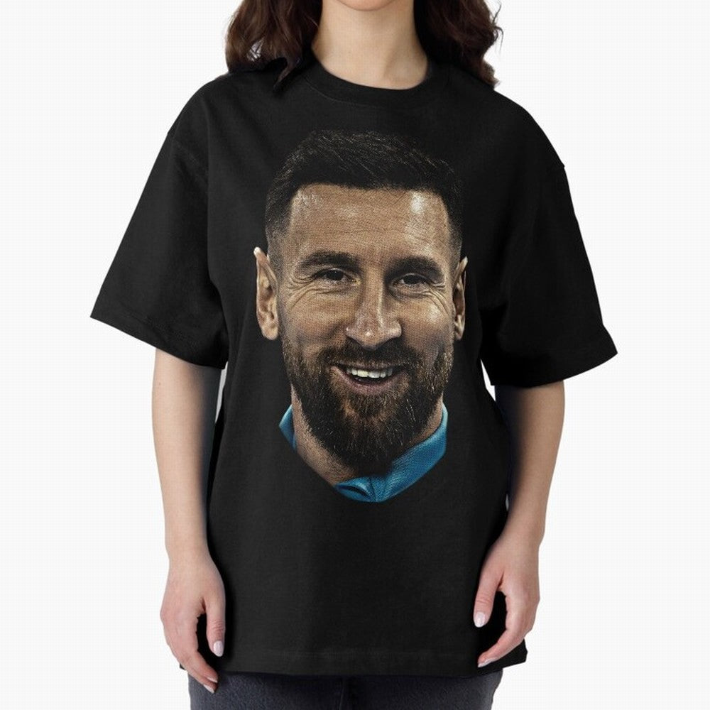 Messi Iconic Smile - Streetwear Style Portrait Premium T-Shirt Celebrate the Road through the FIFA World Cup 2026 Journey through Messi, Neymar and Mbappe Highlights, Germany Pride, Worldwide Fan Energy, Dramatic Goals, Stadium Lights and