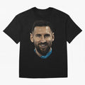 Messi Iconic Smile - Streetwear Style Portrait Premium T-Shirt Celebrate the Road through the FIFA World Cup 2026 Journey through Messi, Neymar and Mbappe Highlights, Germany Pride, Worldwide Fan Energy, Dramatic Goals, Stadium Lights and