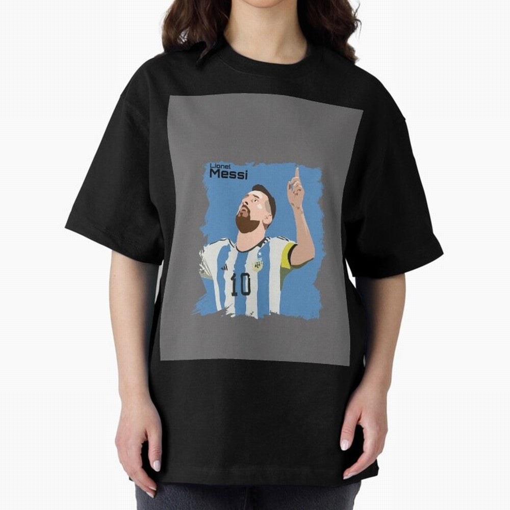 Lionel Messi Triumphant Argentina Portrait Graphic T-Shirt Back the Journey through FIFA World Cup 2026 Group Stage for Fans of Haaland and Mbappe and Spain, Bringing Champion Mindset, Group Stage Buzz, Knockout Tension and Passionate Fan Culture;