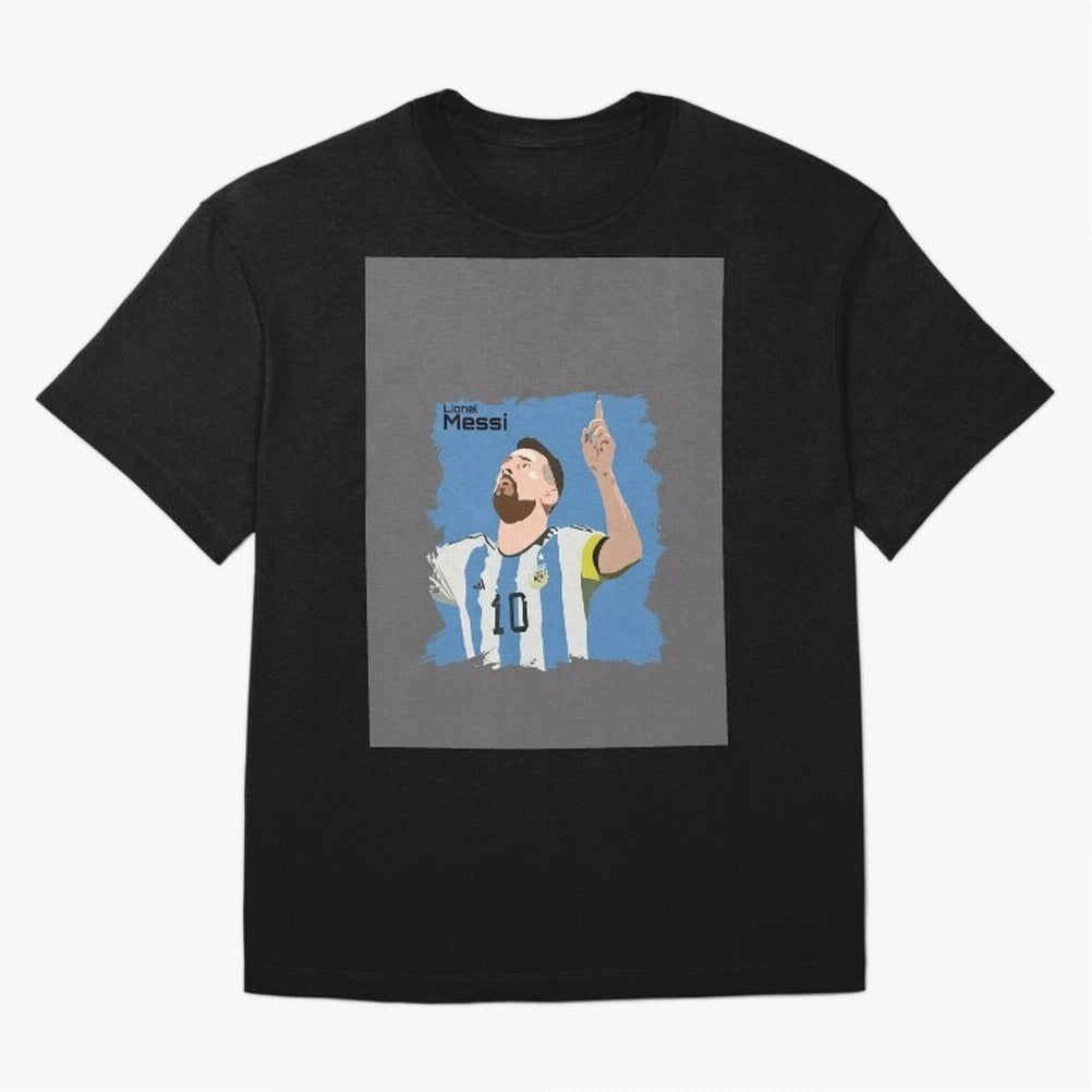 Lionel Messi Triumphant Argentina Portrait Graphic T-Shirt Back the Journey through FIFA World Cup 2026 Group Stage for Fans of Haaland and Mbappe and Spain, Bringing Champion Mindset, Group Stage Buzz, Knockout Tension and Passionate Fan Culture;