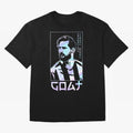 Lionel Messi Holographic Style Portrait art illustration Premium T-Shirt Keep Football History Alive during the FIFA World Cup 2026 USA Canada Mexico Journey through Neymar Highlights, France and Portugal Pride, Tournament Hype, Historic Matchups,