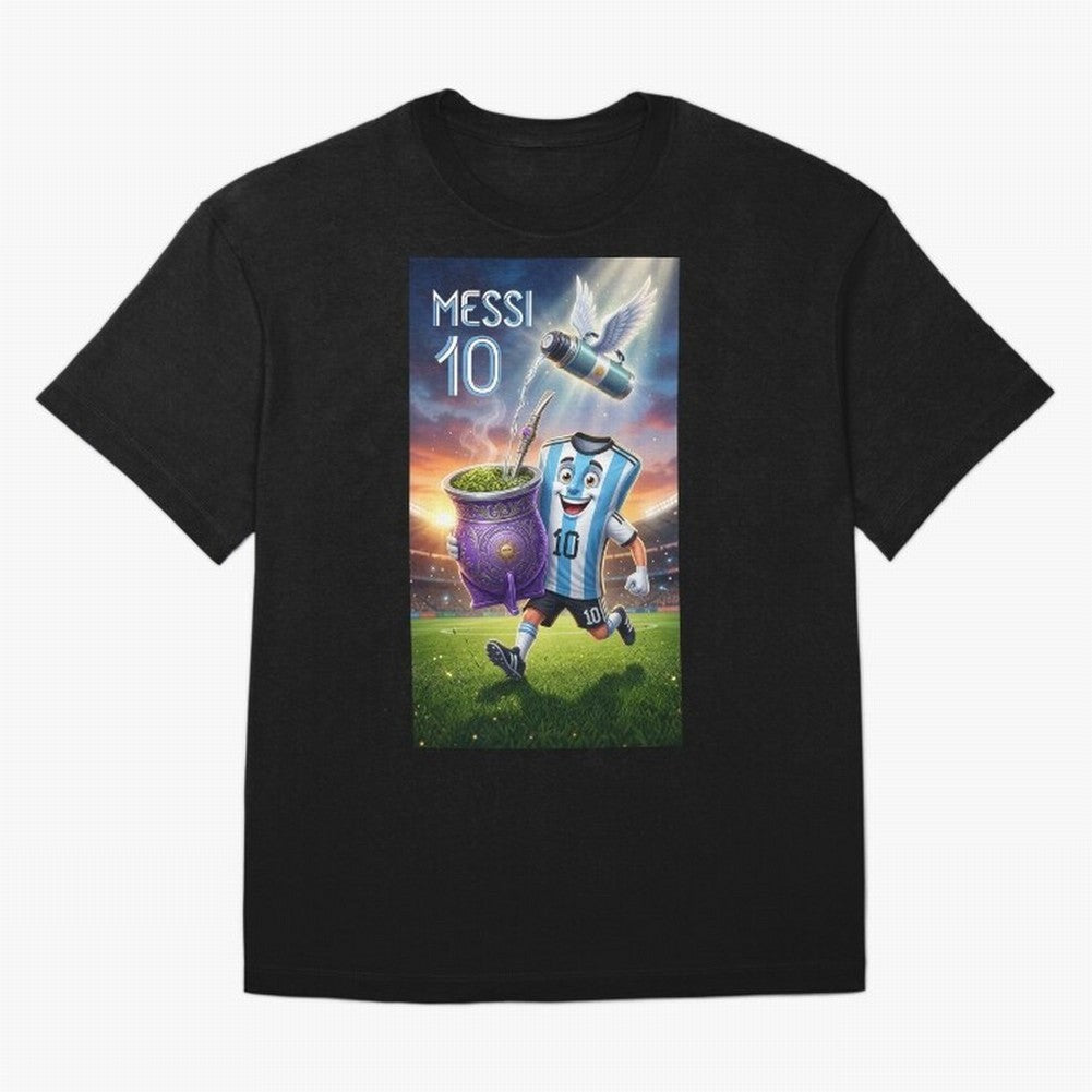 Messi 10 & Mate Magic ¨C The Soul of Argentine Football - Argentina Football Mate Mascot - Messi 10 Soccer Fan Art Oversized T-Shirt Showcase Match Day Hype around FIFA World Cup 2026, Messi, CR7 and Mbappe, England and Germany, Game Day Rituals,
