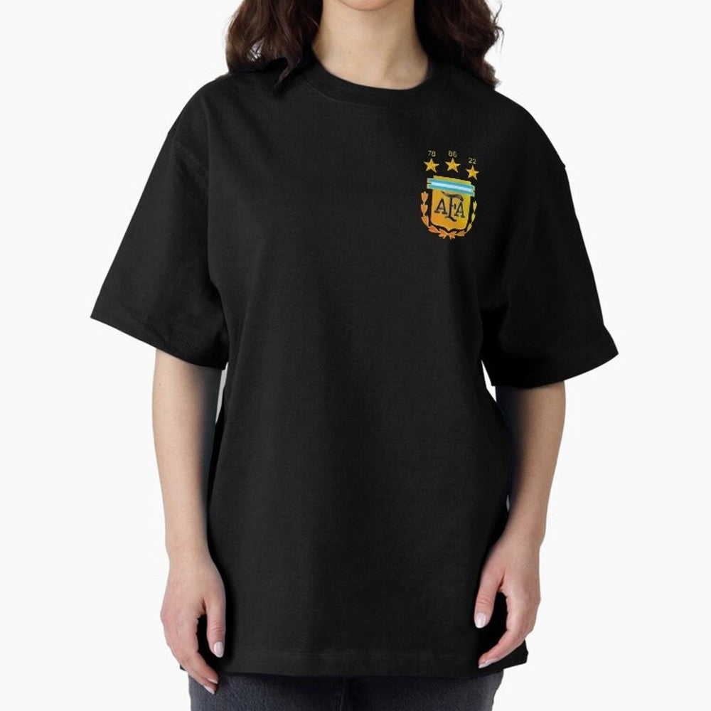 AFA ARGENTINA CHAMPION QATAR 2022 3 STARS Oversized T-Shirt Upgrade the FIFA World Cup 2026 Group Stage Journey through CR7 and Messi Highlights, Portugal, Spain and Germany Pride, Stadium Chants, National Pride, Trophy Dreams and Unforgettable