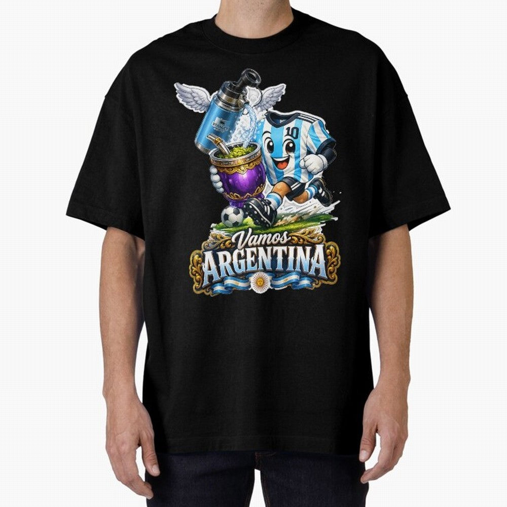 Cancha & Mate Dreams ¨C Argentina Football Heritage - Argentina Football Mate Mascot - Messi 10 Soccer Fan Art Classic T-Shirt Celebrate Unforgettable Nights in Global Football Passion for FIFA World Cup 2026 Group Stage, Filled with CR7, Spain,