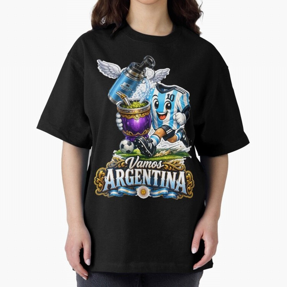 Cancha & Mate Dreams ¨C Argentina Football Heritage - Argentina Football Mate Mascot - Messi 10 Soccer Fan Art Classic T-Shirt Celebrate Unforgettable Nights in Global Football Passion for FIFA World Cup 2026 Group Stage, Filled with CR7, Spain,