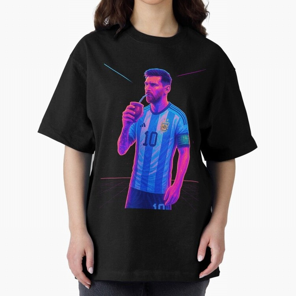 Messi The Goat Art Neon Synthwave Cyberpunk ¨C Retro Futuristic Classic T-Shirt Bring a Vintage Feel to FIFA World Cup 2026 Group Stage Driven by Messi, Neymar and Mbappe, France Energy, Vintage Soccer Flavor, Modern Football Stars, National Flags