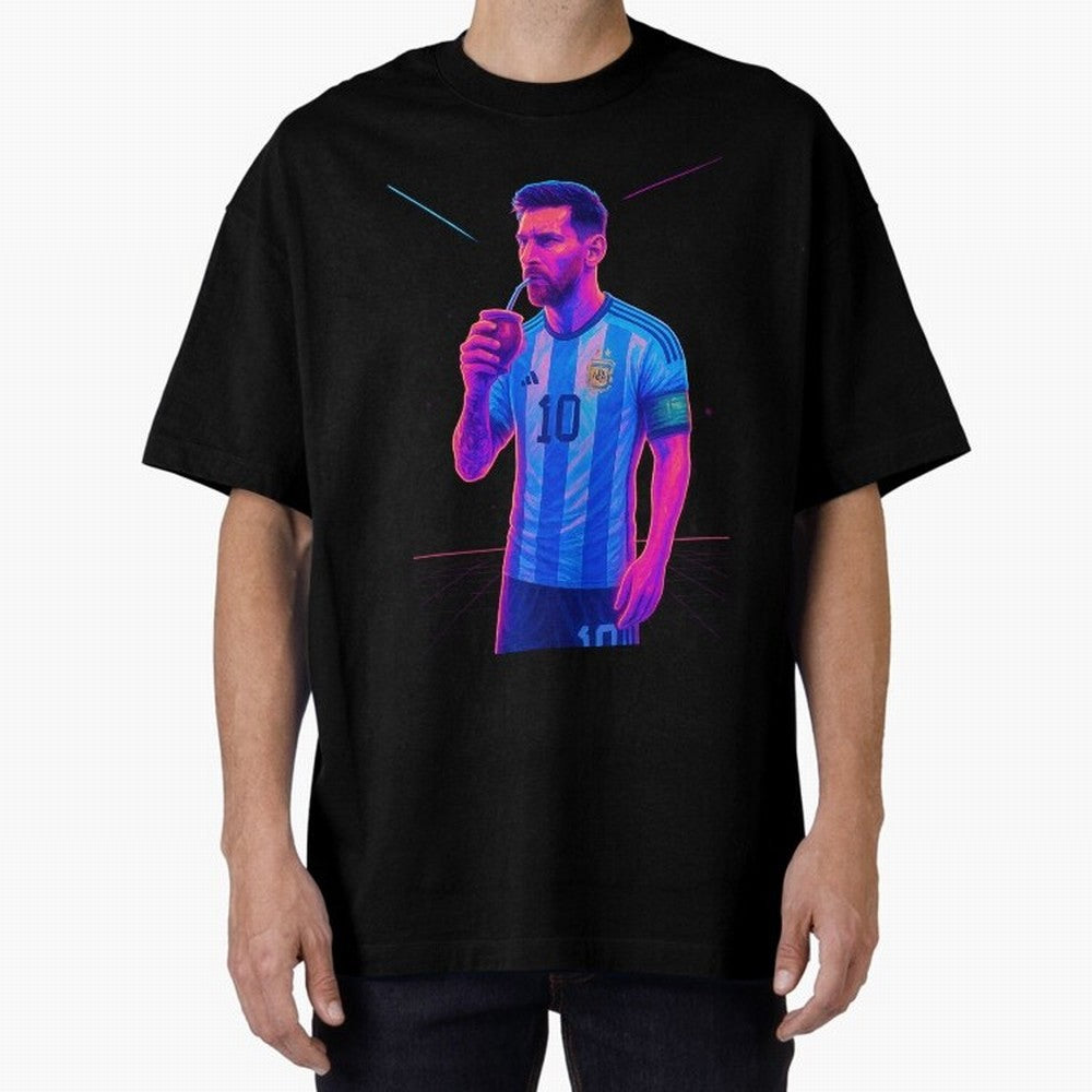 Messi The Goat Art Neon Synthwave Cyberpunk ¨C Retro Futuristic Classic T-Shirt Bring a Vintage Feel to FIFA World Cup 2026 Group Stage Driven by Messi, Neymar and Mbappe, France Energy, Vintage Soccer Flavor, Modern Football Stars, National Flags