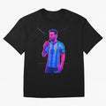 Messi The Goat Art Neon Synthwave Cyberpunk ¨C Retro Futuristic Classic T-Shirt Bring a Vintage Feel to FIFA World Cup 2026 Group Stage Driven by Messi, Neymar and Mbappe, France Energy, Vintage Soccer Flavor, Modern Football Stars, National Flags