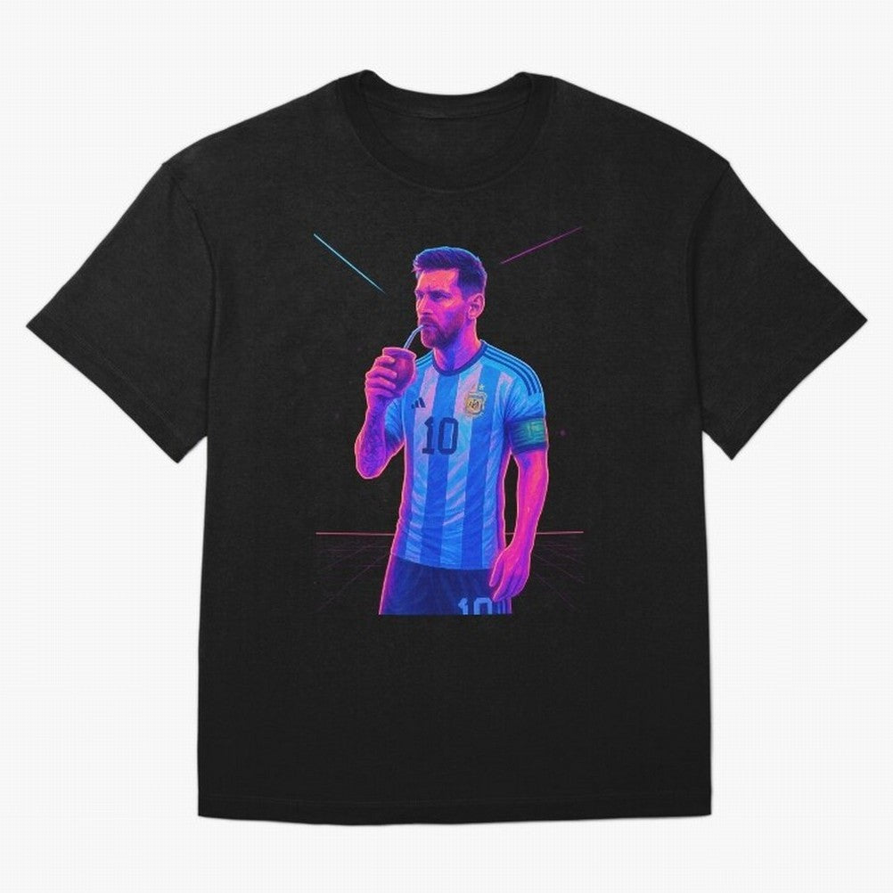 Messi The Goat Art Neon Synthwave Cyberpunk ¨C Retro Futuristic Classic T-Shirt Bring a Vintage Feel to FIFA World Cup 2026 Group Stage Driven by Messi, Neymar and Mbappe, France Energy, Vintage Soccer Flavor, Modern Football Stars, National Flags