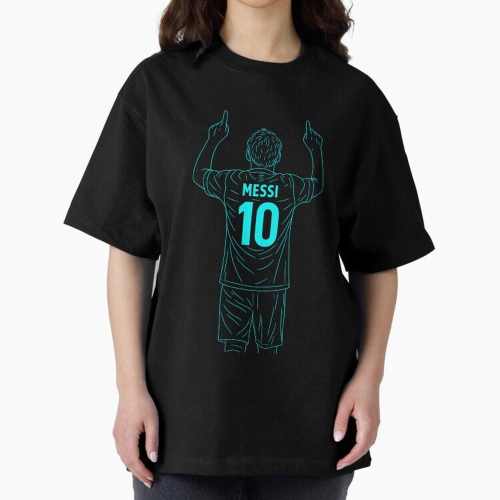 Messi Iconic Celebration Oversized T-Shirt Fuel the Hype around FIFA World Cup 2026 Celebrating Haaland and Mbappe, Spain Energy, Football Festival Excitement, Trophy Ambitions, Country Rivalries and Star Player Buzz; Perfect for People Who Love