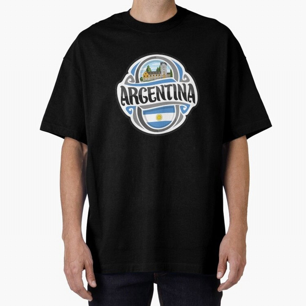 Decorative Argentina Logo Oversized T-Shirt Celebrate the Road through FIFA World Cup 2026 Spirit, Centered on England and Germany, Mbappe and Neymar, Football Festival Excitement, Trophy Ambitions, Country Rivalries and Star Player Buzz; Made for