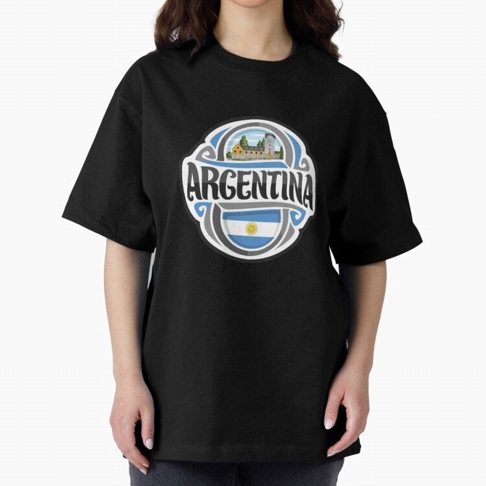 Decorative Argentina Logo Oversized T-Shirt Celebrate the Road through FIFA World Cup 2026 Spirit, Centered on England and Germany, Mbappe and Neymar, Football Festival Excitement, Trophy Ambitions, Country Rivalries and Star Player Buzz; Made for