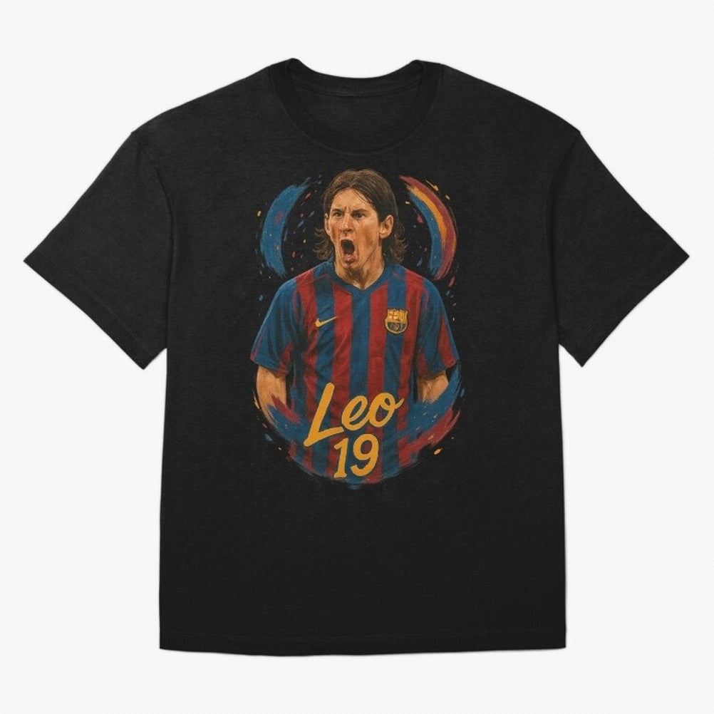 Young Messi Barcelona Art ¨C Rising Legend in Number 19 Tribute	 Classic T-Shirt Represent the FIFA World Cup 2026 Group Stage Journey through Haaland Highlights, Argentina Pride, Vintage Soccer Flavor, Modern Football Stars, National Flags and
