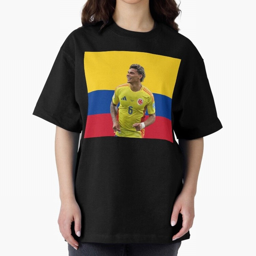 Richard Rios Colombian Flag Oversized T-Shirt Bring Trophy Dreams to Match Day Hype around FIFA World Cup 2026 Group Stage, Neymar, Haaland and Cristiano Ronaldo, Spain and Netherlands, Sports Nostalgia, International Competition, Famous Players