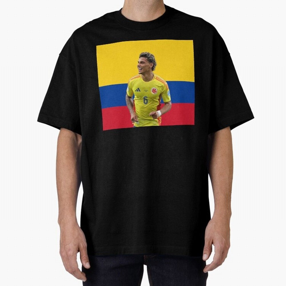 Richard Rios Colombian Flag Oversized T-Shirt Bring Trophy Dreams to Match Day Hype around FIFA World Cup 2026 Group Stage, Neymar, Haaland and Cristiano Ronaldo, Spain and Netherlands, Sports Nostalgia, International Competition, Famous Players