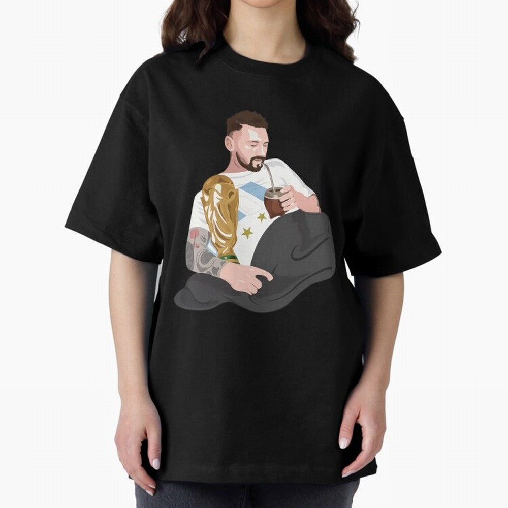 Messi with the World Cup and drinking mate Classic T-Shirt Show Support during FIFA World Cup 2026 Group Stage for Fans of Mbappe and Neymar and Spain, Bringing Football Festival Excitement, Trophy Ambitions, Country Rivalries and Star Player Buzz;