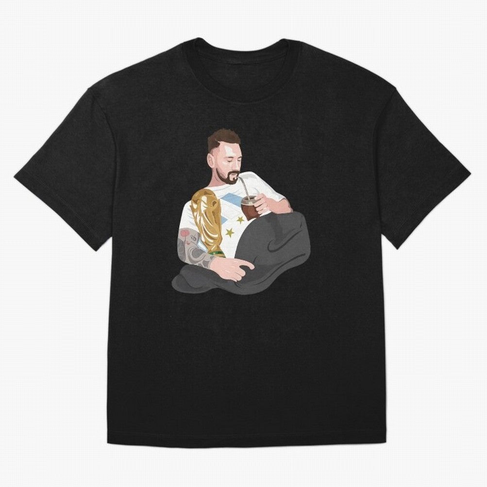 Messi with the World Cup and drinking mate Classic T-Shirt Show Support during FIFA World Cup 2026 Group Stage for Fans of Mbappe and Neymar and Spain, Bringing Football Festival Excitement, Trophy Ambitions, Country Rivalries and Star Player Buzz;