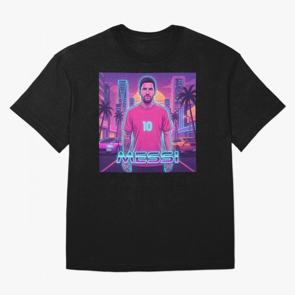 Inter Miami? Football Legend Messi Cyberpunk Retro Futurist Design (Version 3) Classic T-Shirt Back the Journey through FIFA World Cup 2026 Group Stage with Neymar, Haaland and Cristiano Ronaldo, Brazil Energy, Worldwide Fan Energy, Dramatic Goals,