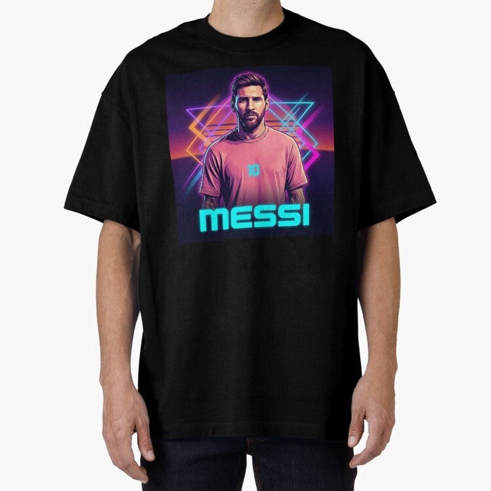 Inter Miami? Football Legend Messi Cyberpunk Retro Futurist Design (Version 5) Classic T-Shirt Follow FIFA World Cup 2026 Group Stage Spirit, Made for France and Portugal, Cristiano Ronaldo, Championship Spirit, Famous Goals, Roaring Crowds and