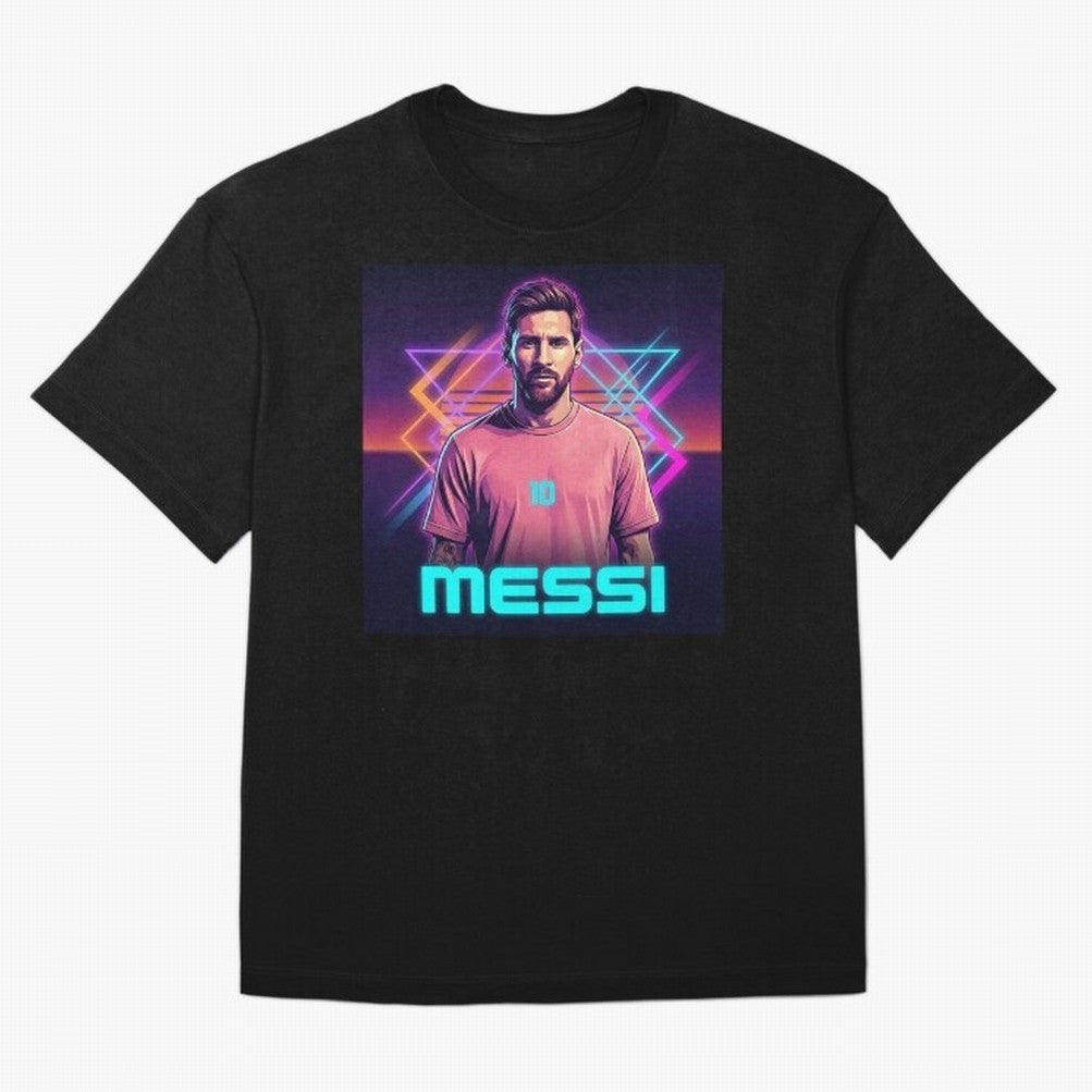 Inter Miami? Football Legend Messi Cyberpunk Retro Futurist Design (Version 5) Classic T-Shirt Follow FIFA World Cup 2026 Group Stage Spirit, Made for France and Portugal, Cristiano Ronaldo, Championship Spirit, Famous Goals, Roaring Crowds and