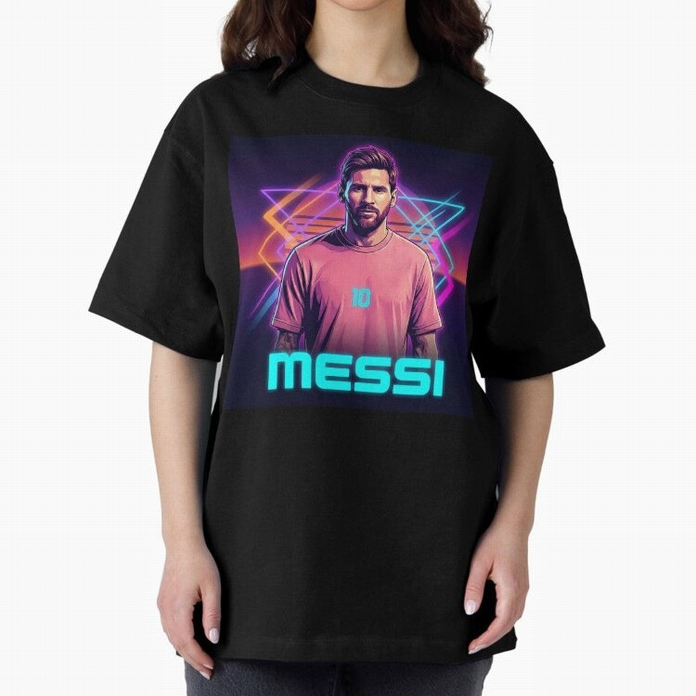 Inter Miami? Football Legend Messi Cyberpunk Retro Futurist Design (Version 5) Classic T-Shirt Follow FIFA World Cup 2026 Group Stage Spirit, Made for France and Portugal, Cristiano Ronaldo, Championship Spirit, Famous Goals, Roaring Crowds and