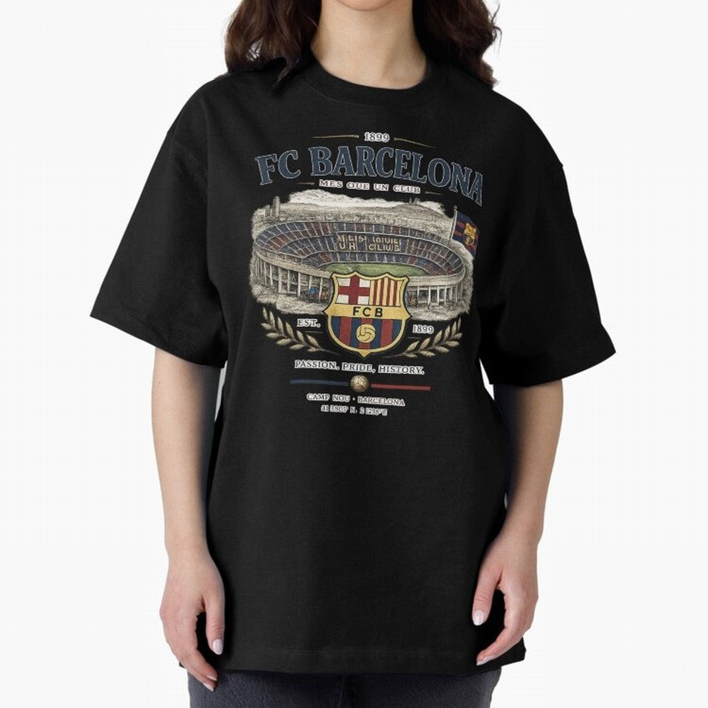 FC Barcelona Vintage Football Streetwear Oversized T-Shirt Back the Journey through FIFA World Cup 2026 USA Canada Mexico Inspired by Haaland, Germany Energy, Global Supporter Spirit, Legendary Goals, National Colors and Tournament Celebration;