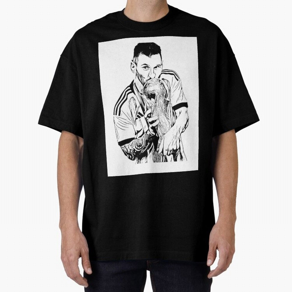 Drawing Leo Messi Classic T-Shirt Honor the Football Icons of Match Day Hype around FIFA World Cup 2026 USA Canada Mexico, Cristiano Ronaldo, Haaland and CR7, Portugal, Football Festival Excitement, Trophy Ambitions, Country Rivalries and Star