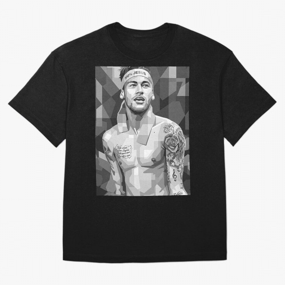 Neymar Grayscale Classic T-Shirt Support Iconic Players in FIFA World Cup 2026 for Fans of Messi, Neymar and Mbappe and Argentina, France and Brazil, Bringing Classic Soccer Heritage, Championship Pressure, Fan Loyalty and International Pride;