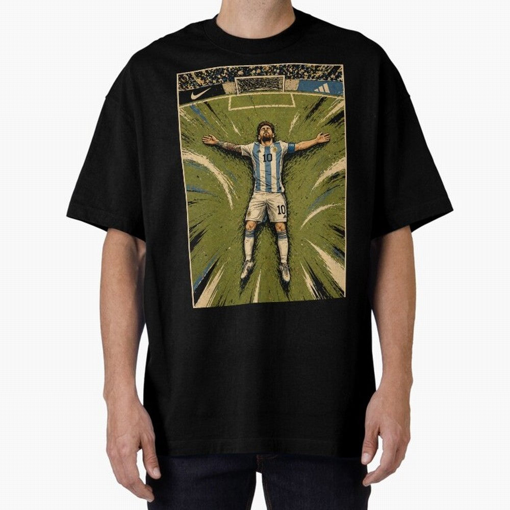 Messi Argentine Football Legend Celebration Poster | Vintage Comic Soccer Champion Art Classic T-Shirt Feel International Energy from Global Football Passion for FIFA World Cup 2026, Connected to CR7, Argentina, France and Brazil, Classic Soccer