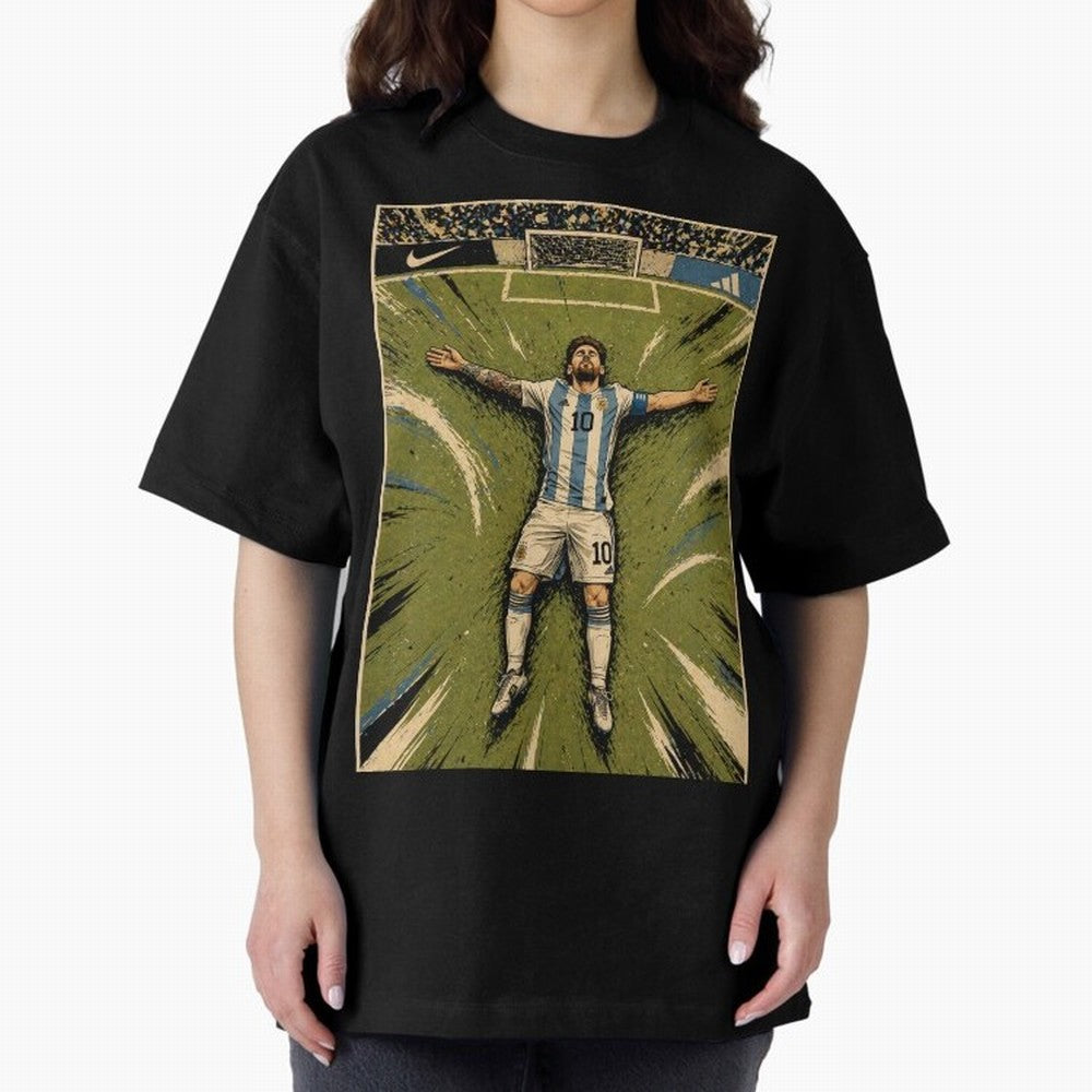 Messi Argentine Football Legend Celebration Poster | Vintage Comic Soccer Champion Art Classic T-Shirt Feel International Energy from Global Football Passion for FIFA World Cup 2026, Connected to CR7, Argentina, France and Brazil, Classic Soccer
