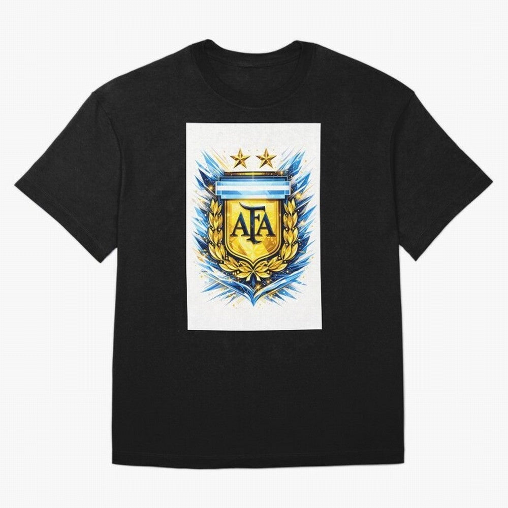 Argentina champions AFA crest gold blue soccer design Oversized T-Shirt Get Ready for FIFA World Cup 2026 USA Canada Mexico Celebrating Mbappe, Portugal, Spain and Germany Energy, Soccer Culture, Superstar Moments, National Team Dreams and