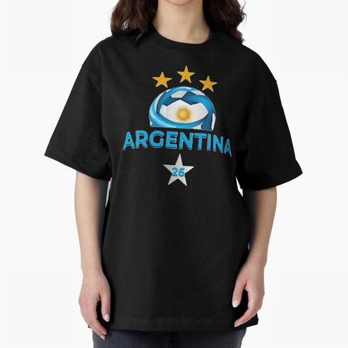 Argentina 2026 Stars Oversized T-Shirt Fuel FIFA World Cup 2026 USA Canada Mexico for Fans of Haaland and Germany, Bringing Stadium Chants, National Pride, Trophy Dreams and Unforgettable Football Memories; Great for Supporters Who Love Legendary