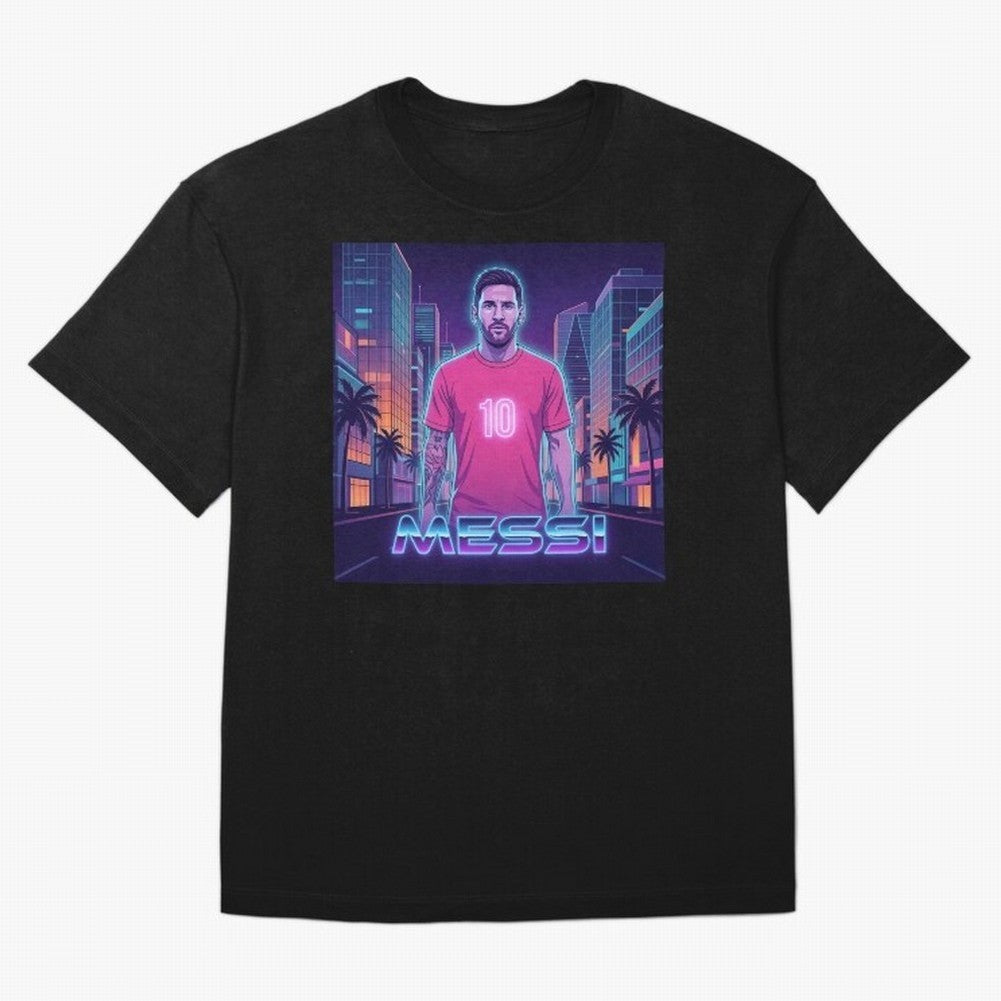 Inter Miami Football Legend Messi Cyberpunk Retro Futurist Design Classic T-Shirt Turn Football Passion into FIFA World Cup 2026 Group Stage with Cristiano Ronaldo, Argentina and Brazil Energy, Goal Celebration Energy, Supporter Heritage, Football
