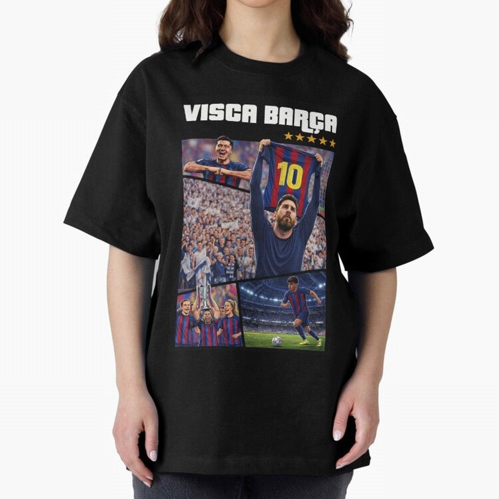 Visca Bar?a Legends Poster | Messi 10 FC Barcelona Art Oversized T-Shirt Bring World Football Passion into FIFA World Cup 2026 USA Canada Mexico for Fans of Cristiano Ronaldo, Haaland and CR7 and Argentina and Brazil, Bringing Vintage Soccer